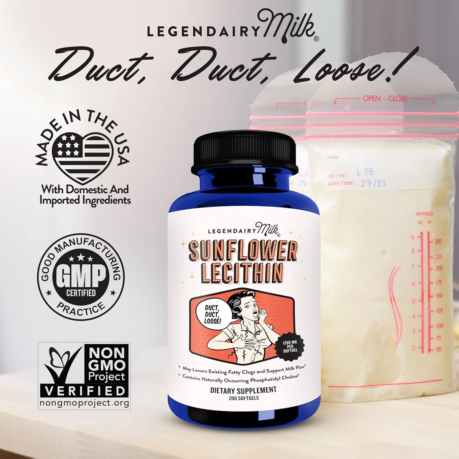 Breastfeeding Support: Legendairy Milk Sunflower Lecithin + Brewer's Yeast Powder - Boost Milk Supply & Clear Clogged Ducts
