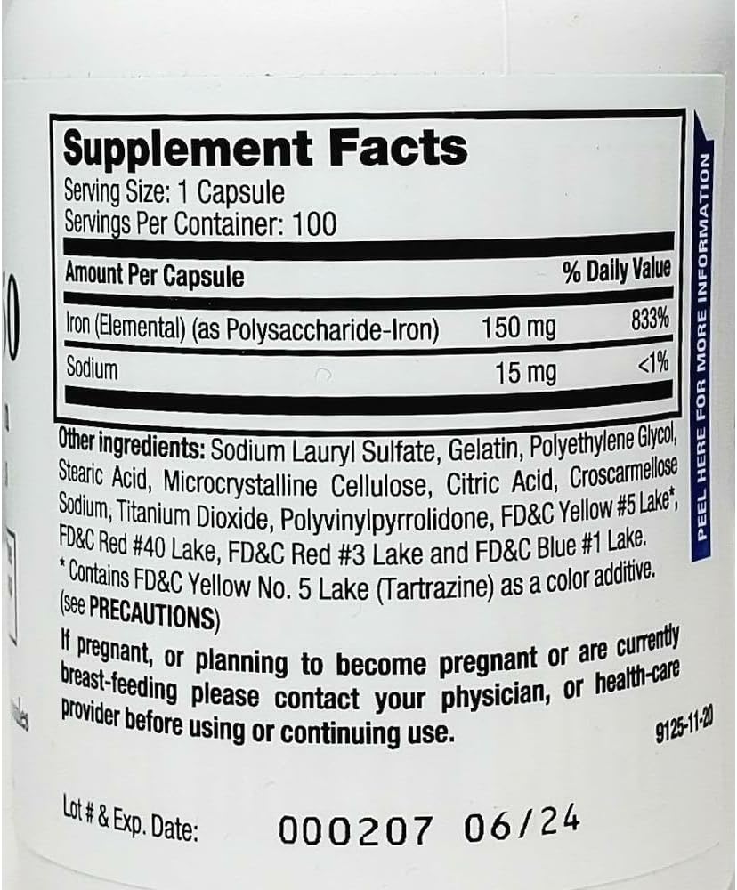 Breckenridge Wuiil Ferrex 150 Polysaccharide Iron Complex Capsules - 100 Count