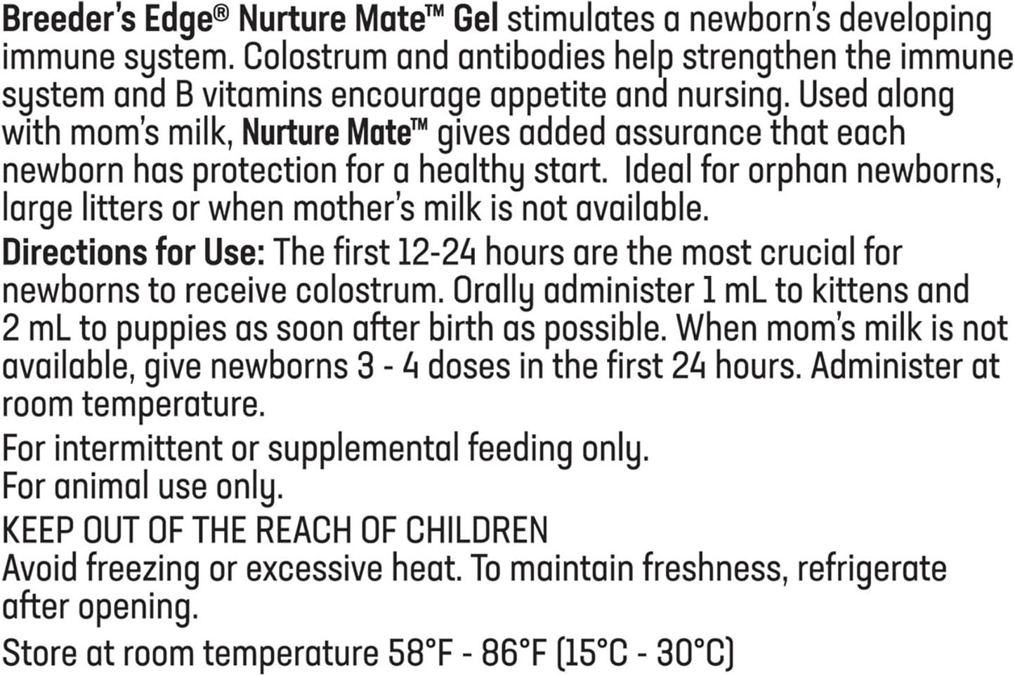 Breeder's Edge Nurture Mate Colostrum Supplement for Puppies, Kittens, Dogs, Cats - 30ml Paste by Revival Animal Health