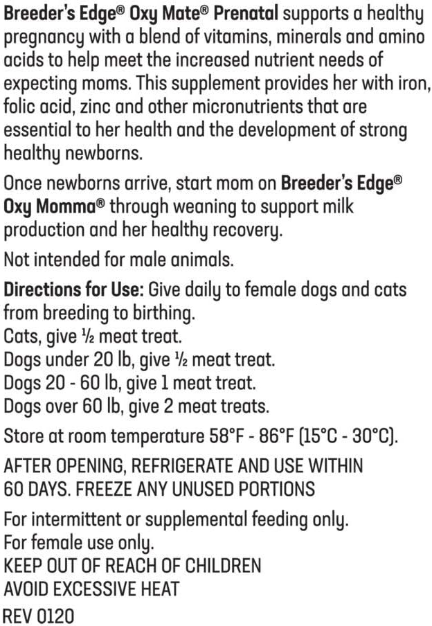 Breeder's Edge Oxy Mate Prenatal Supplement for Dogs & Cats - 30 Count Meat Treats
