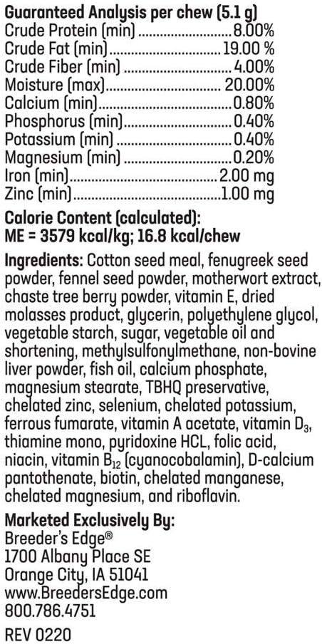 Breeder's Edge Oxy Momma Nursing & Recovery Supplement for Medium & Large Dogs - 40 Soft Chews