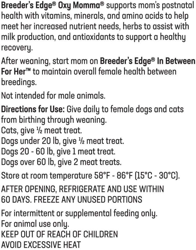 Breeder's Edge Oxy Momma Nursing & Recovery Supplement with 40ct Meat Treats