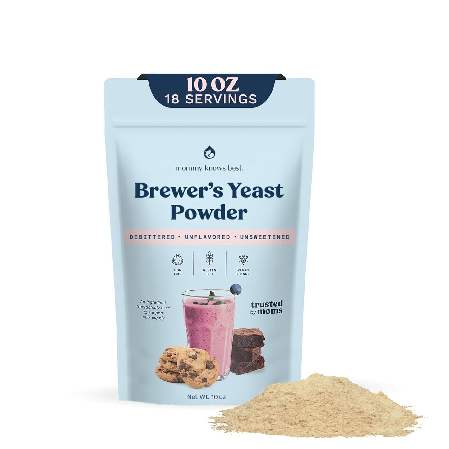 Brewer's Yeast Powder for Breastfeeding Support | Mild-Tasting, Debittered, Delicious in Lactation Recipes | Gluten-Free 10 oz
