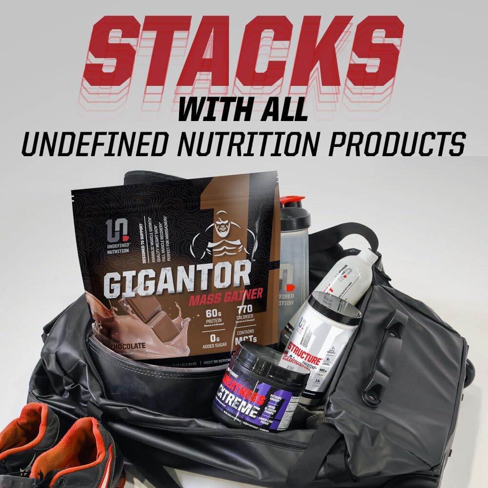 Brian Shaw's Gigantor Mass Gainer: Hardcore Hard Gainer Formula with 60g Protein, 30 Servings, 790 Quality Calories, 5-Phase Protein Blend - Chocolate Flavor, 5.16 lbs