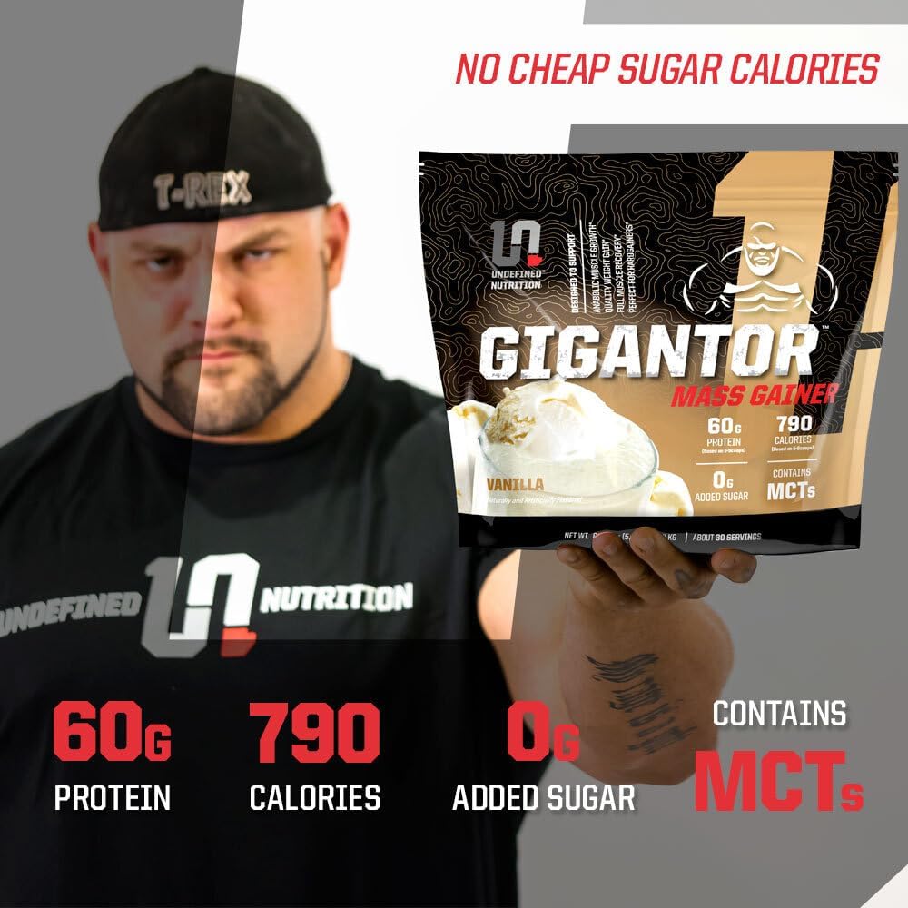 Brian Shaw's Gigantor Mass Gainer: Hardcore Hard Gainer Formula with 60g Protein, 30 Servings, 790 Quality Calories, 5-Phase Protein Blend - Chocolate Flavor, 5.16 lbs