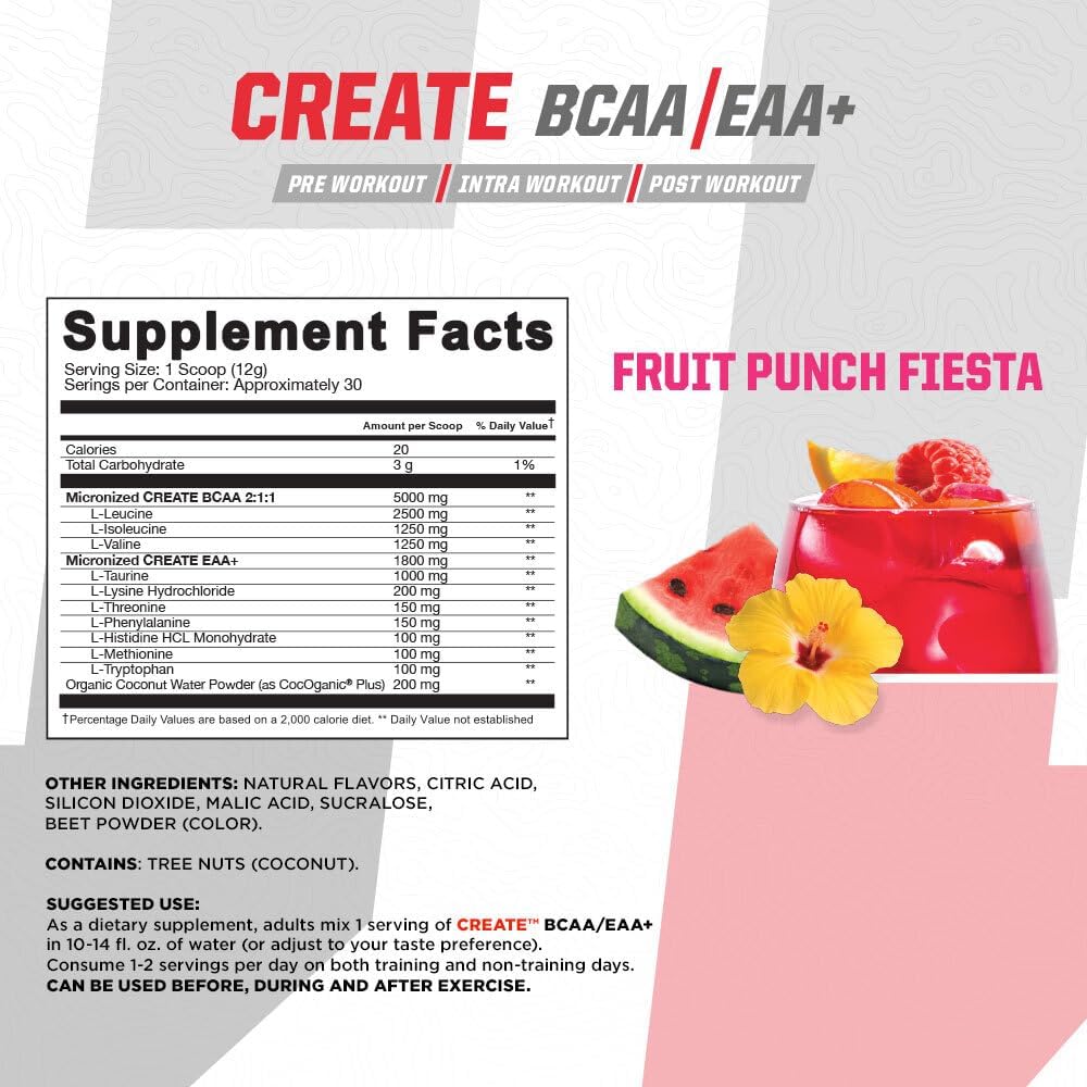Brian Shaw's Undefined Nutrition BCAA/EAA+ Supplement - Muscle Recovery & Endurance Boost with 6.8g BCAA/EAA Matrix - Full Spectrum Amino Acids Blend - 30 Servings, Fruit Punch Flavor