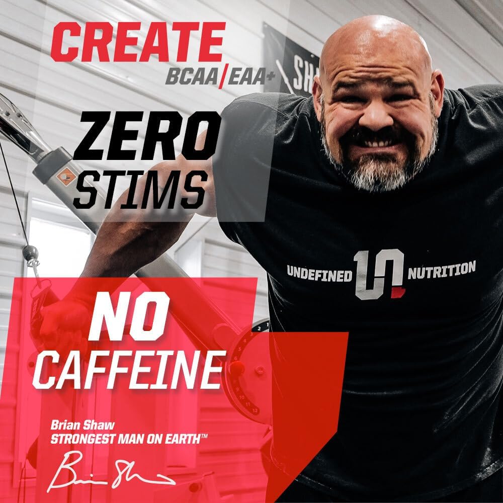 Brian Shaw's Undefined Nutrition BCAA/EAA+ Supplement - Muscle Recovery & Endurance Boost with 6.8g BCAA/EAA Matrix - Full Spectrum Amino Acids Blend - 30 Servings, Fruit Punch Flavor