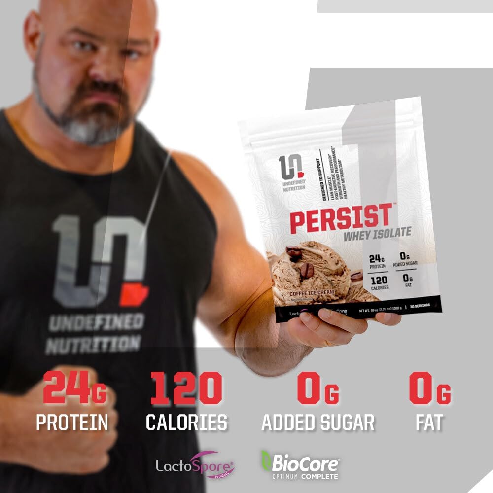 Brian Shaw's Undefined Nutrition Coffee Ice Cream Whey Isolate - 24g Protein, 30 Servings - Supports Recovery, Strength & Performance - Gluten Free & Fast Absorbing - 2.18lbs
