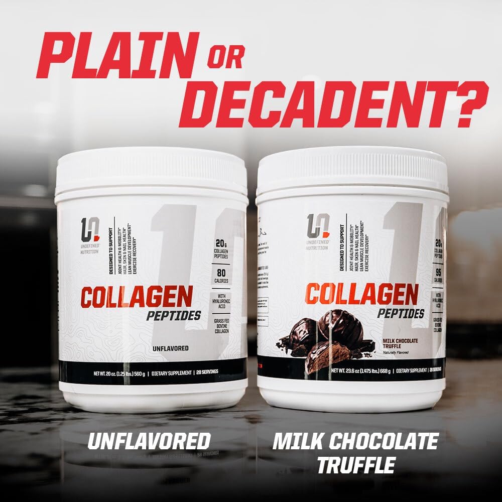 Brian Shaw's Undefined Nutrition Collagen Peptides: 20g with Hyaluronic Acid - Promotes Muscle, Hair, Nail, Skin, Bone and Joint Health - Chocolate Truffle Flavor - 28 Servings
