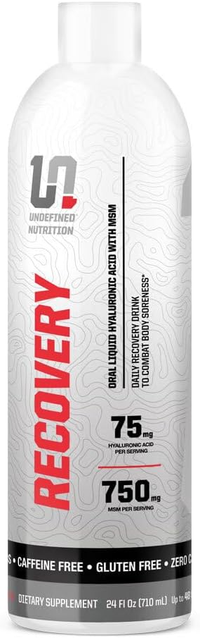Brian Shaw's Undefined Nutrition Recovery: Hyaluronic Acid + MSM Oral Liquid for Joint and Muscle Protection, Post-Workout Recovery - 24 oz Bottle