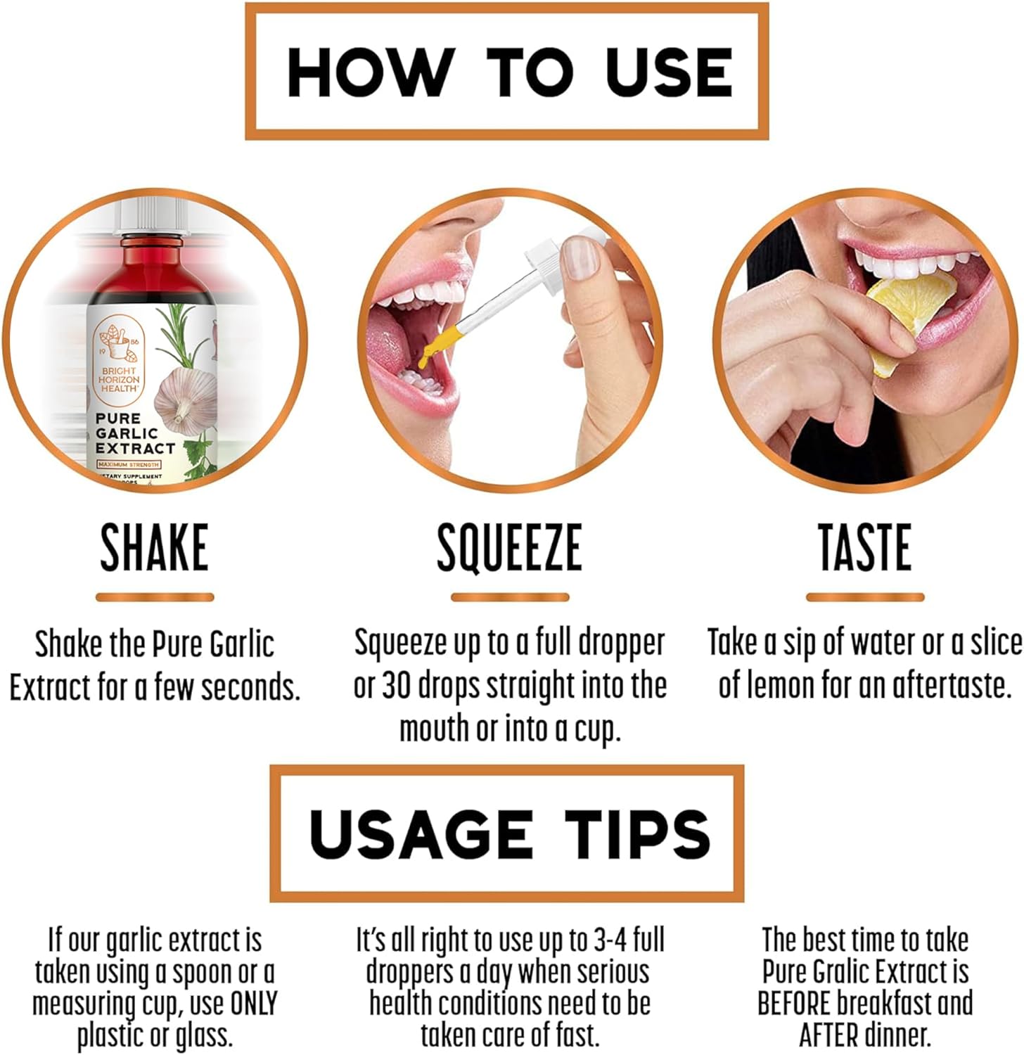 Bright Horizon Health Pure Garlic Extract with Allicin - 11X Stronger Immune Support - Vegan Friendly Liquid Formula - 1 fl.oz Bottle