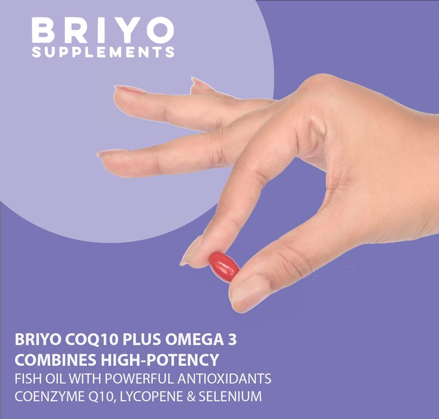 Briyo Heart Health Supplement with Highly Absorbable CoQ10 100mg, Omega-3, Lycopene, and Selenium (90 Softgels)