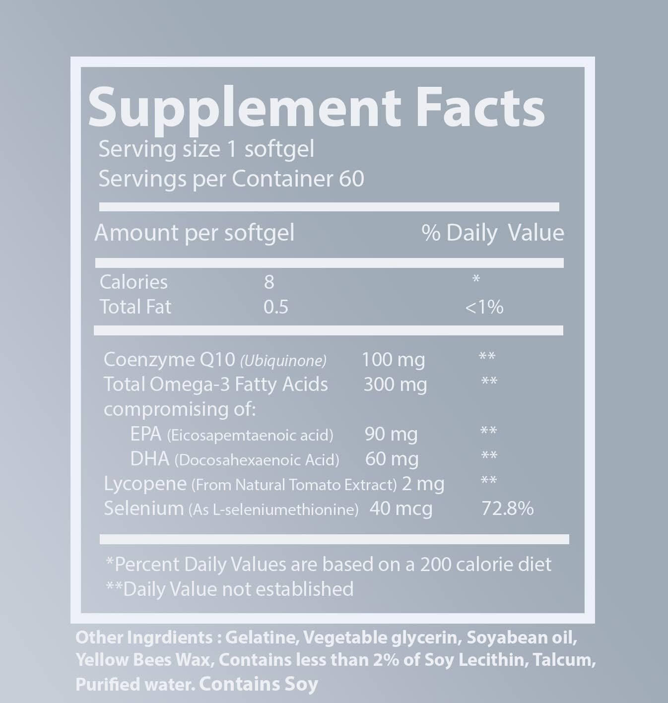 Briyo Heart Health Supplement with Highly Absorbable CoQ10 100mg, Omega-3, Lycopene, and Selenium (90 Softgels)