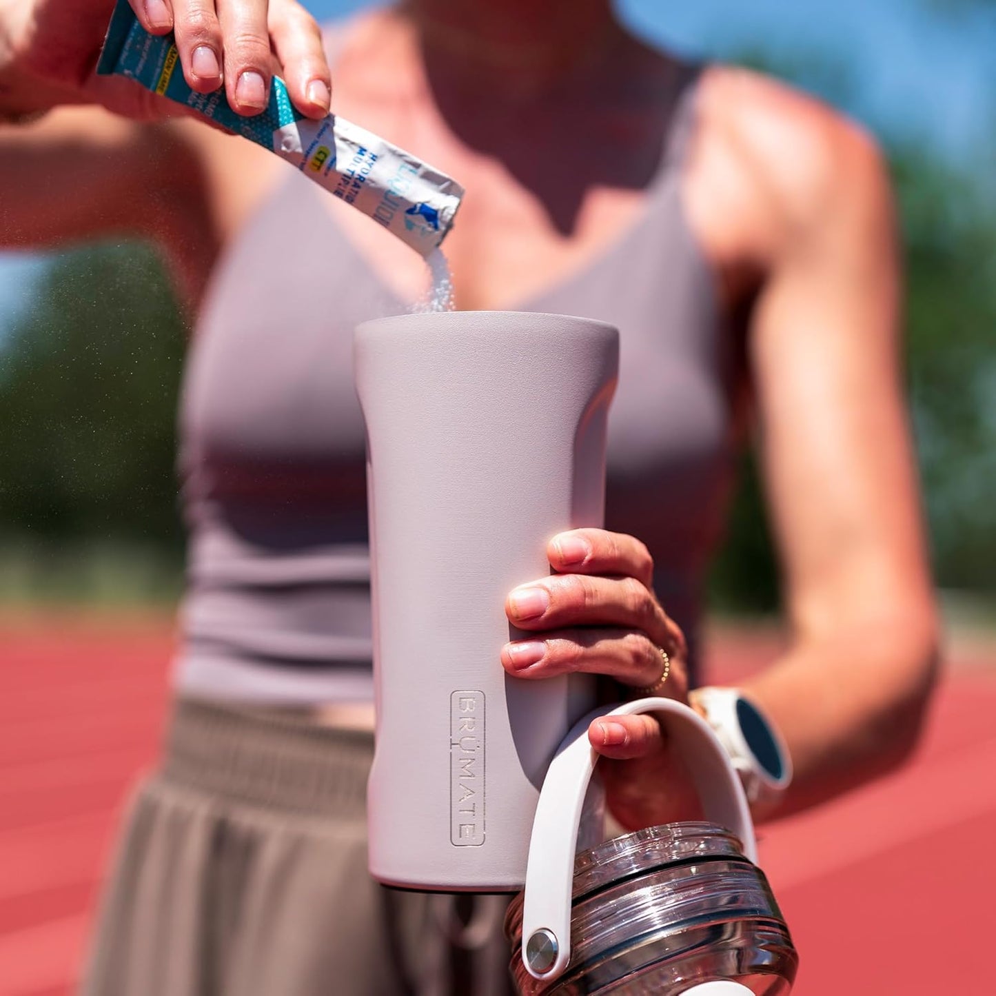 BrüMate MultiShaker Insulated Stainless Steel Shaker Bottle - Leakproof Protein & Pre Workout Bottle for Gym - 26oz (Acai)