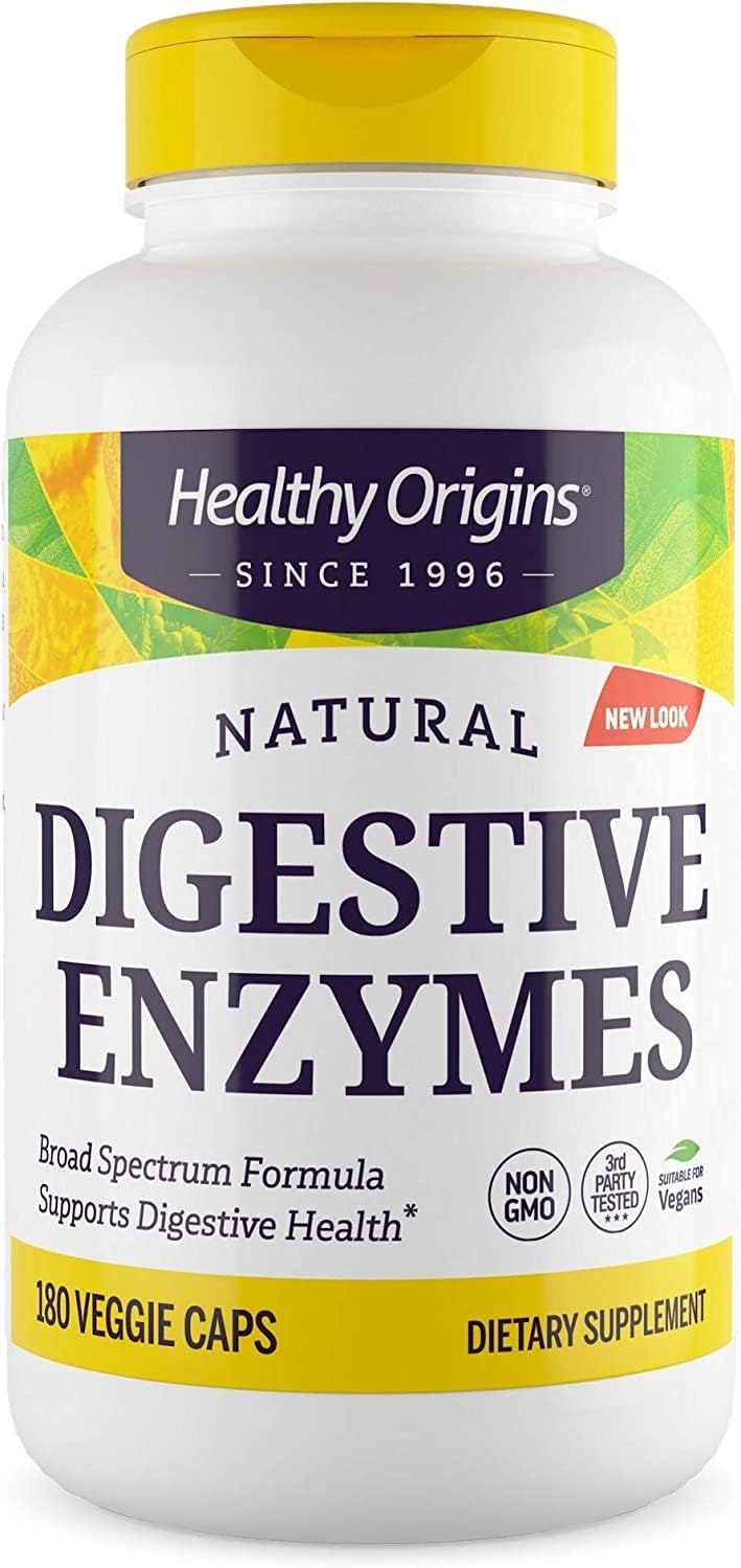 Broad Spectrum Digestive Enzymes Supplement - 180 Veggie Capsules - Gluten-Free with Protease, Amylase & Lipase for Gut Health