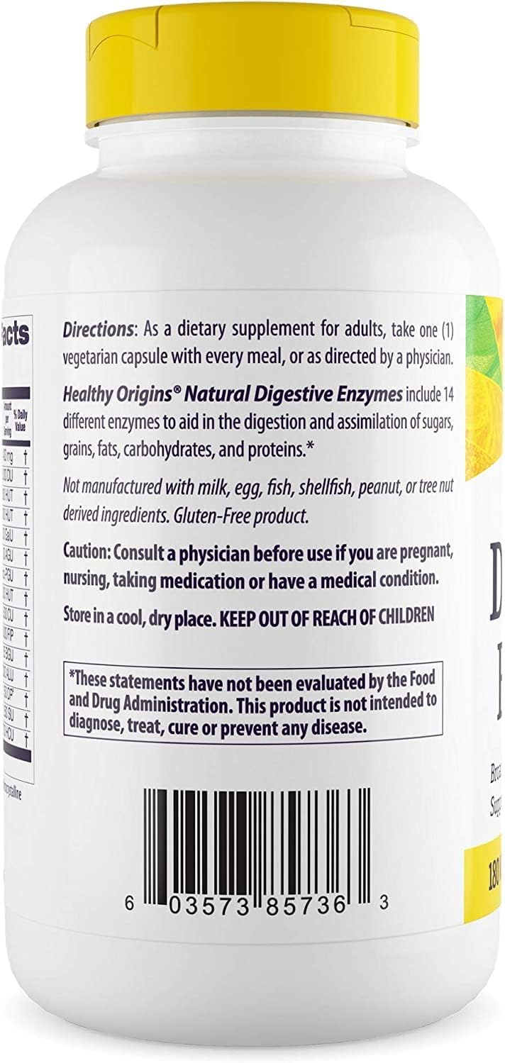 Broad Spectrum Digestive Enzymes Supplement - 180 Veggie Capsules - Gluten-Free with Protease, Amylase & Lipase for Gut Health