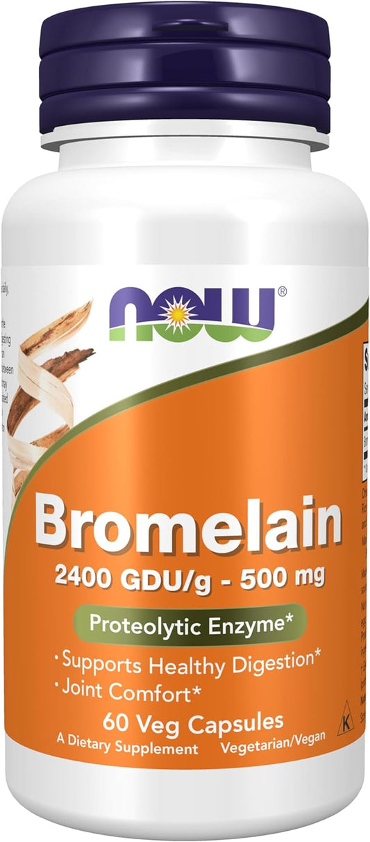 Bromelain 2400 GDU/g 500mg - 60 Veg Capsules by NOW Foods: Natural Proteolytic Enzyme Supplement