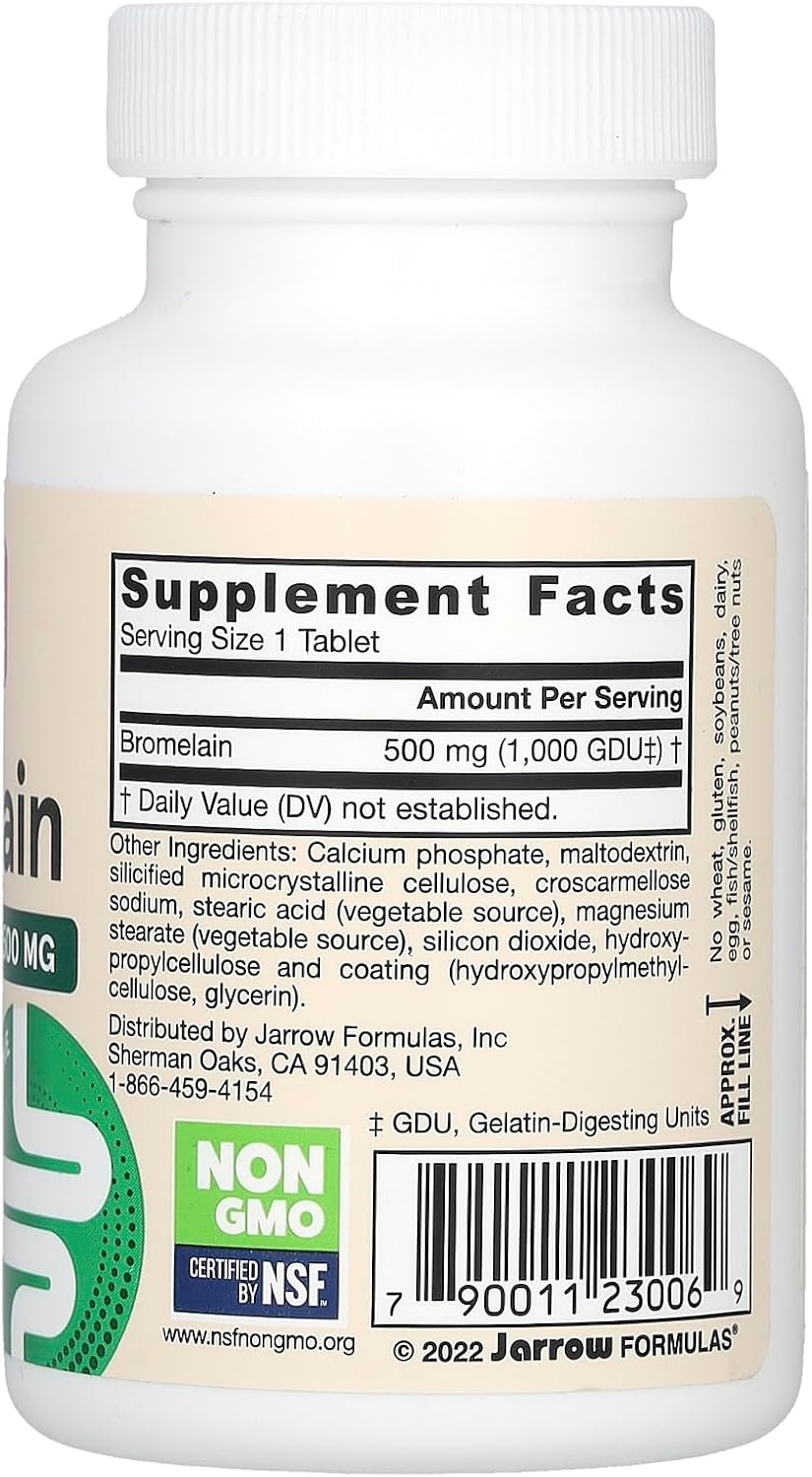 Bromelain 500mg Tablets by Jarrow Formulas, Protein Digestion Support, 60 Tablets, 2 Month Supply