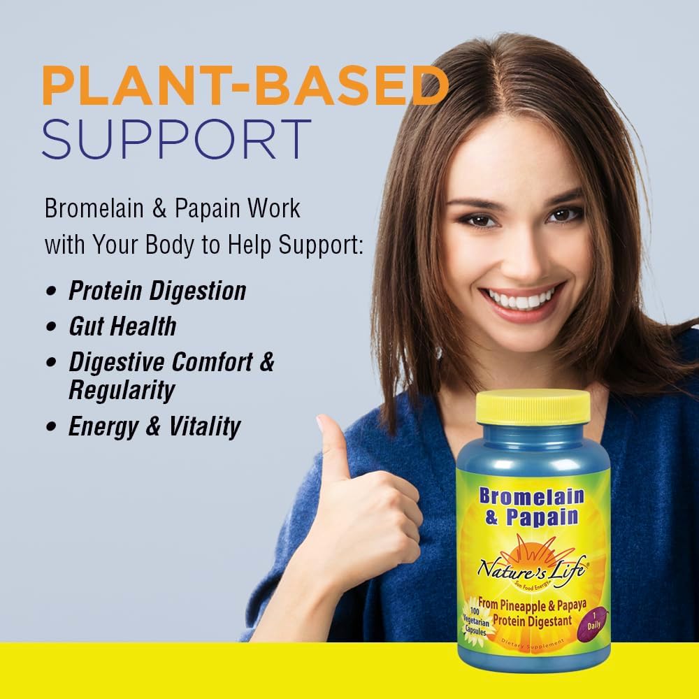 Bromelain & Papain Digestive Enzyme Blend | Natural Pineapple & Papaya Extract | 100 Vegetarian Capsules | 250mg Ea