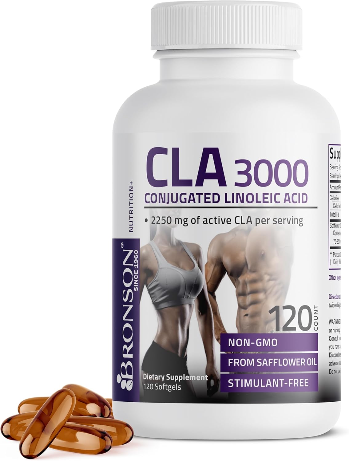 Bronson CLA 3000 High Potency Softgels for Weight Management & Lean Muscle Mass