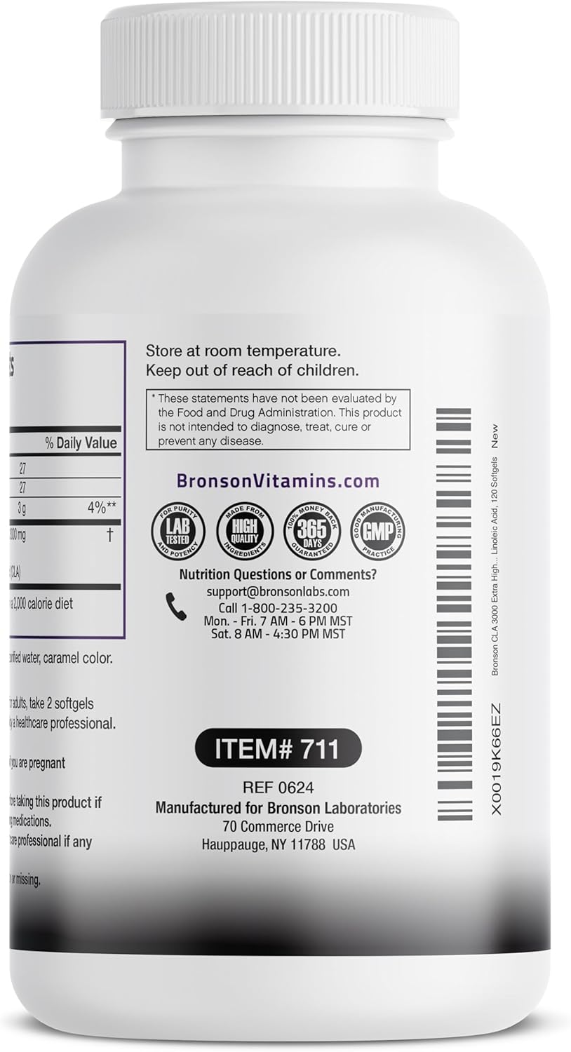 Bronson CLA 3000 High Potency Softgels for Weight Management & Lean Muscle Mass