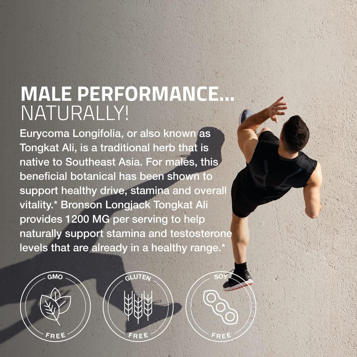 Bronson Extra Strength Longjack Tongkat Ali - 250 Vegetarian Capsules for Boosted Performance