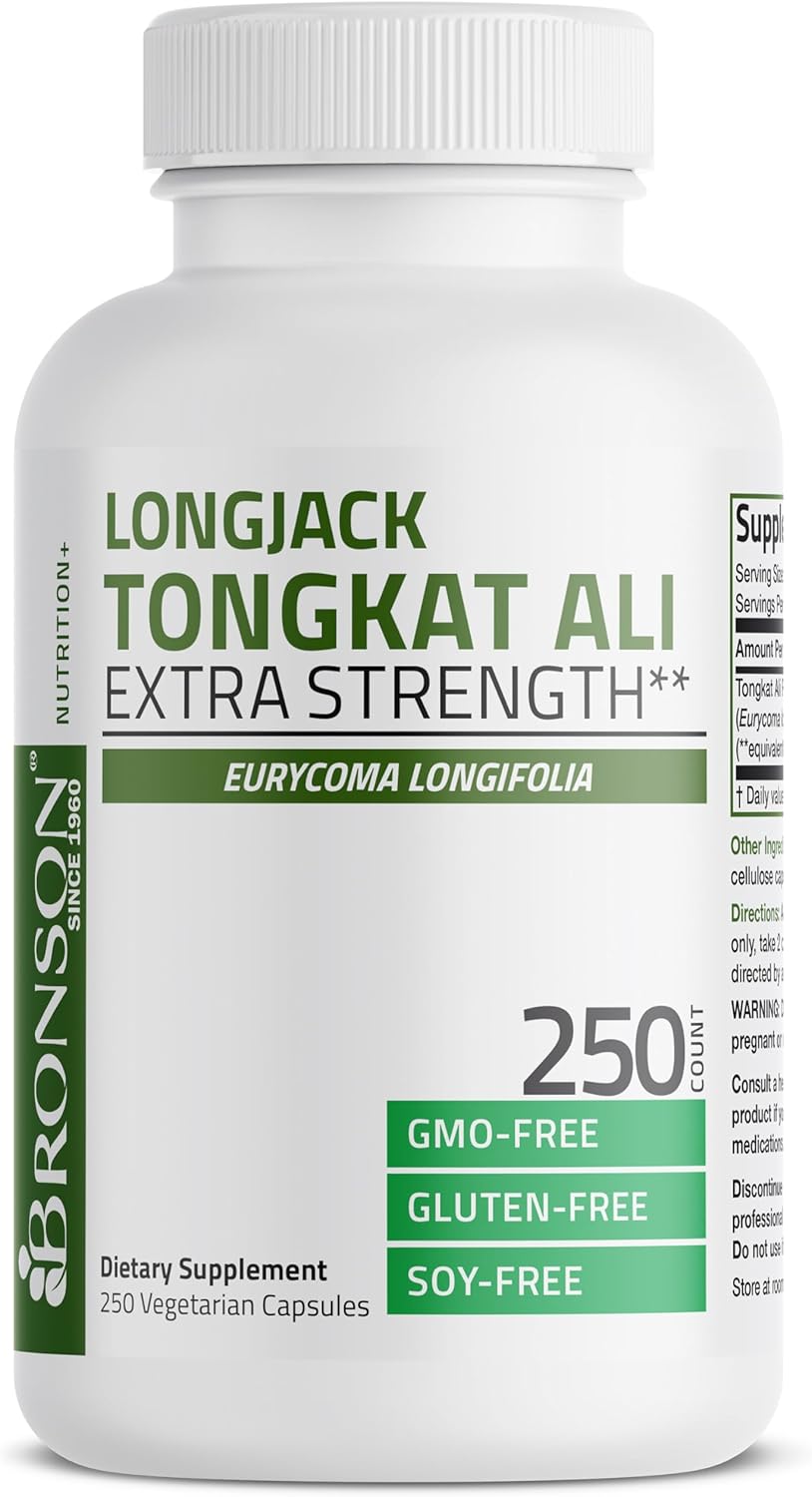 Bronson Extra Strength Longjack Tongkat Ali - 250 Vegetarian Capsules for Boosted Performance