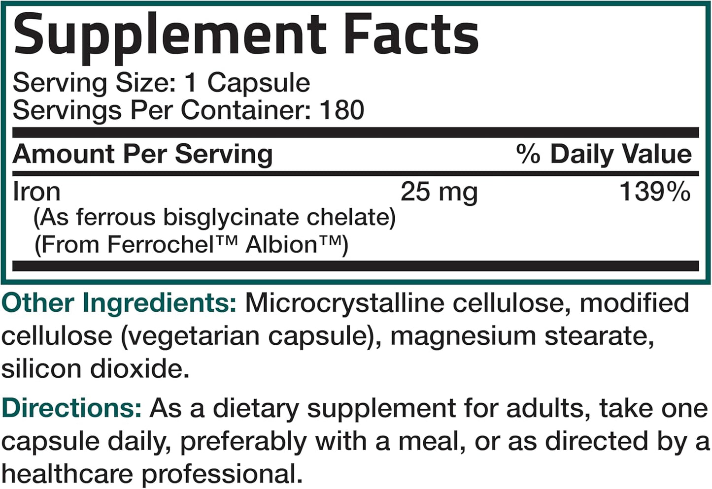 Bronson Iron Bisglycinate 25 mg Vegetarian Capsules for Gentle Stomach Support and Energy Boost
