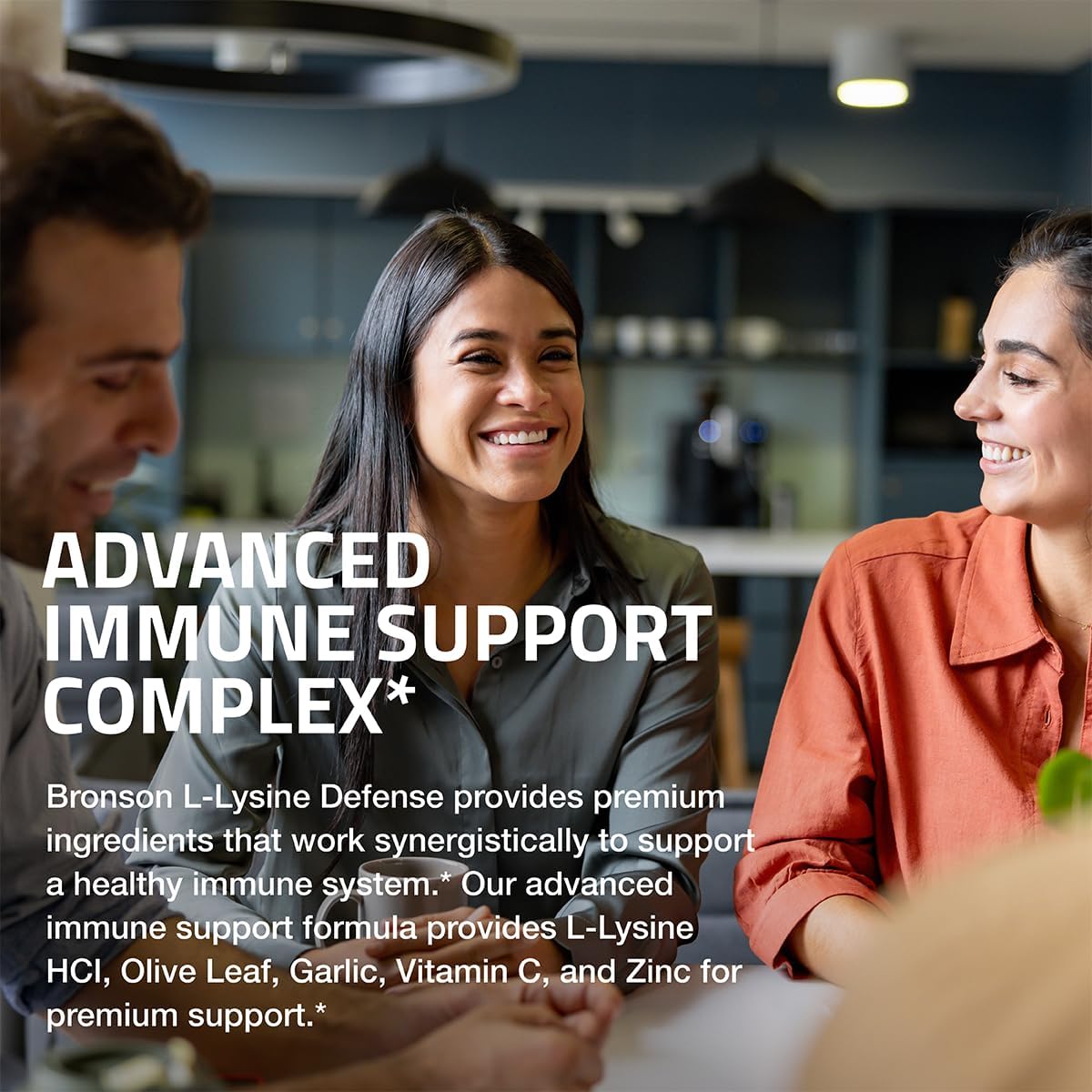 Bronson L-Lysine Defense Immune Support Complex - 1500 MG with Olive Leaf, Garlic, Vitamin C, Zinc - Non-GMO, 250 Capsules