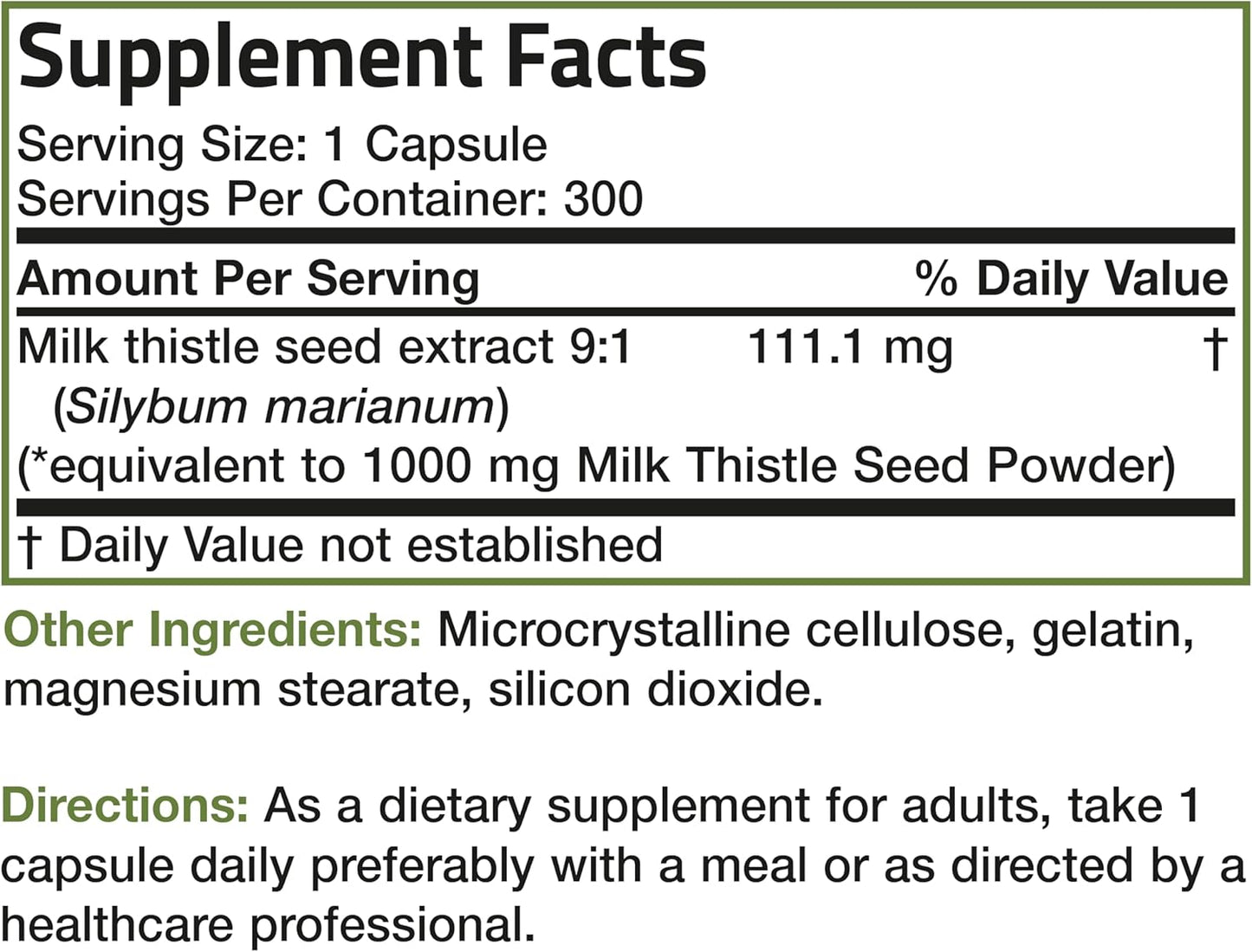 Bronson Milk Thistle Capsules - 1000 MG Silybum Marianum Antioxidant for Liver Health - Non-GMO, 300 Count