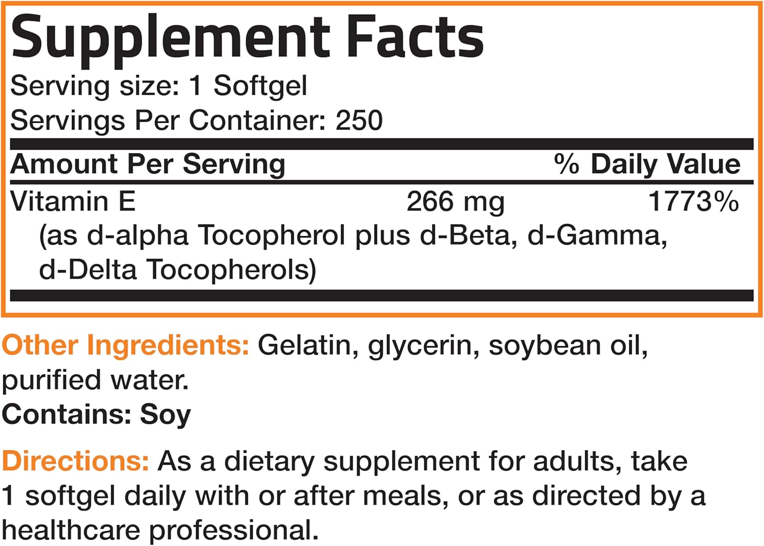 Bronson Natural Vitamin E Complex 400 I.U. Softgels - Antioxidant Supplement with d-Alpha Tocopherol and Other Tocopherols