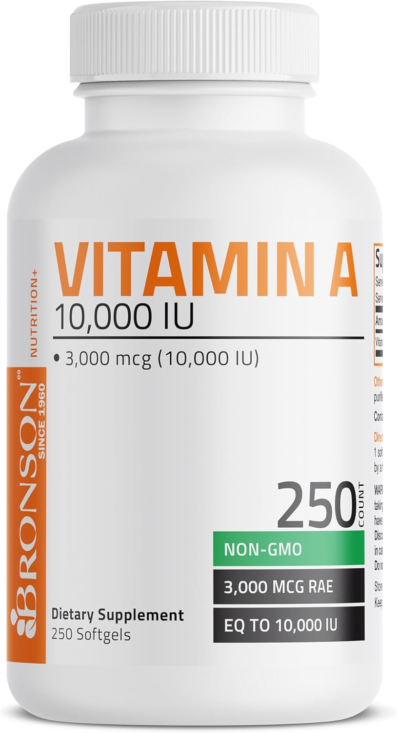 Bronson Vitamin A 10,000 IU Softgels for Healthy Vision, Immune System, Growth & Reproduction - 250 Count