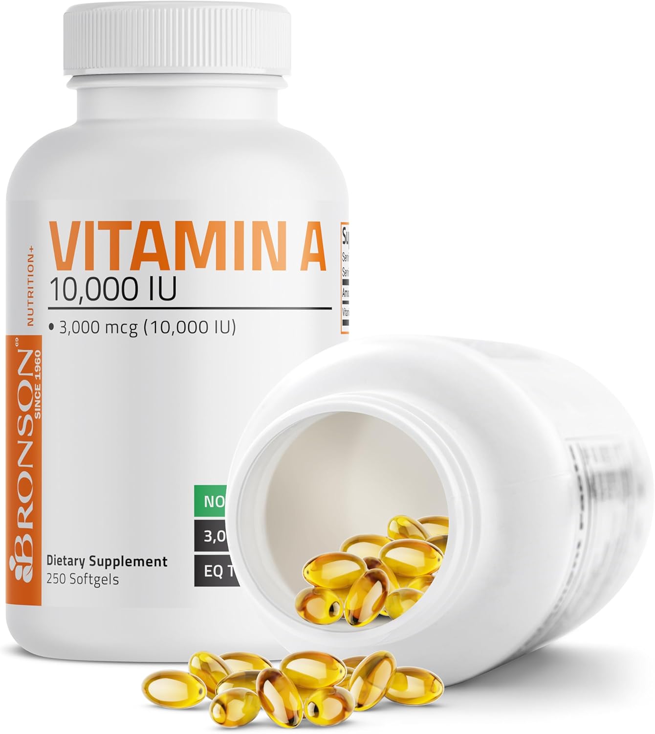 Bronson Vitamin A 10,000 IU Softgels for Healthy Vision, Immune System, Growth & Reproduction - 250 Count