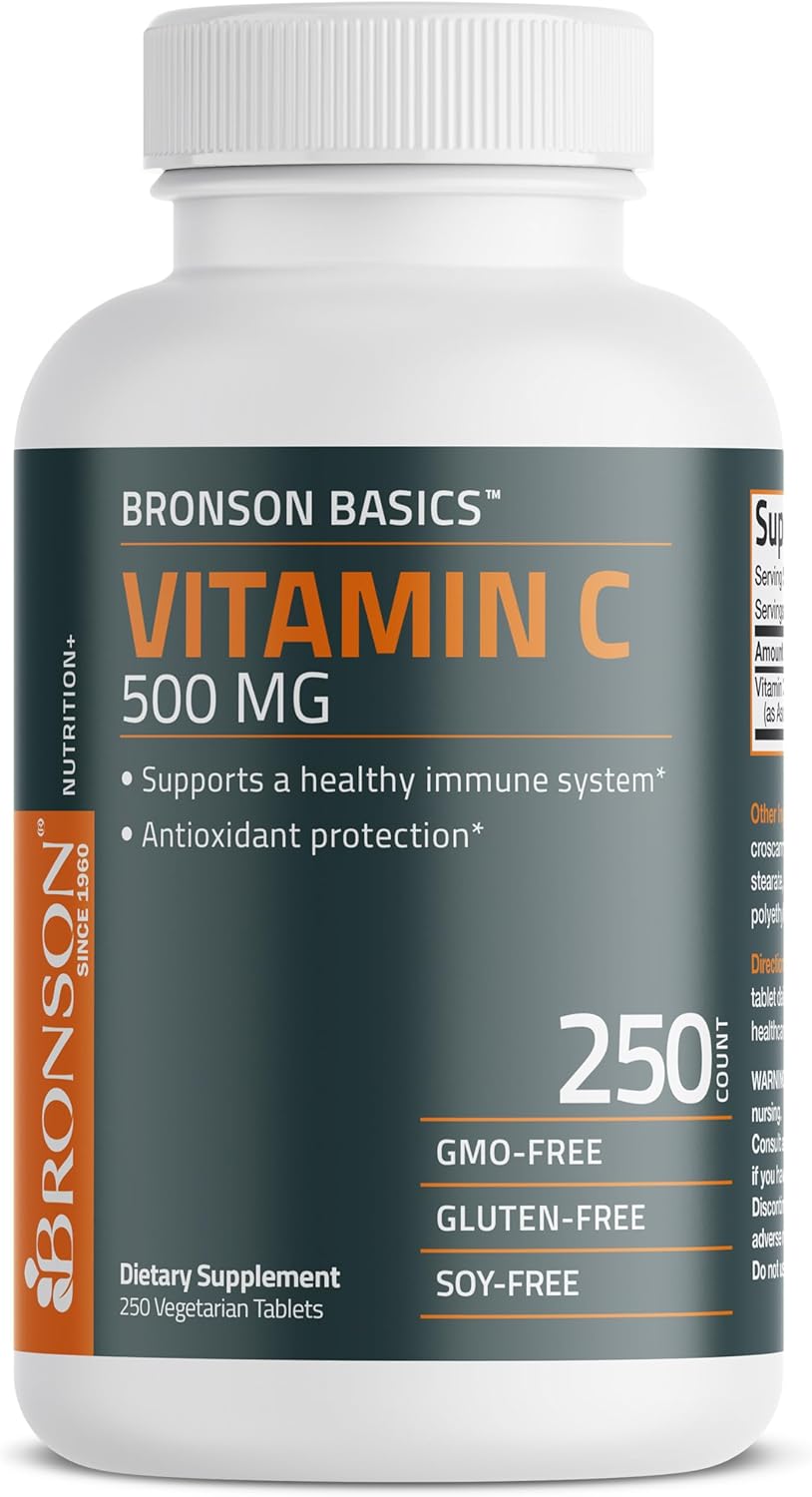 Bronson Vitamin C 500 MG: Boosts Immune Health & Provides Antioxidant Defense, Non-GMO, 250 Veg Tablets