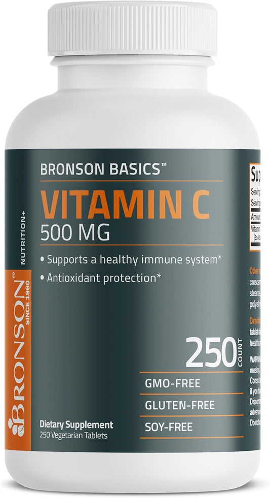 Bronson Vitamin C 500 MG: Boosts Immune Health & Provides Antioxidant Defense, Non-GMO, 250 Veg Tablets