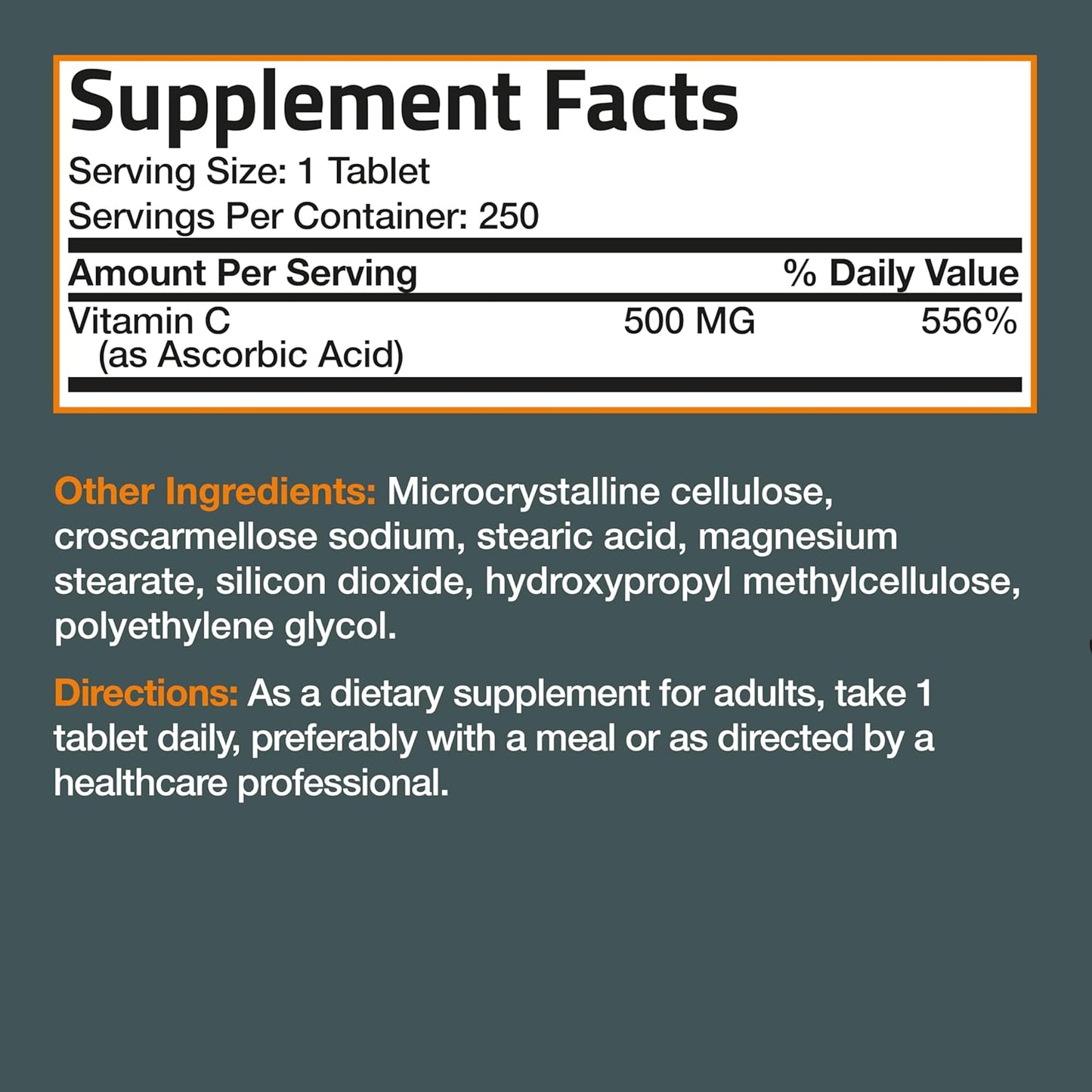 Bronson Vitamin C 500 MG: Boosts Immune Health & Provides Antioxidant Defense, Non-GMO, 250 Veg Tablets