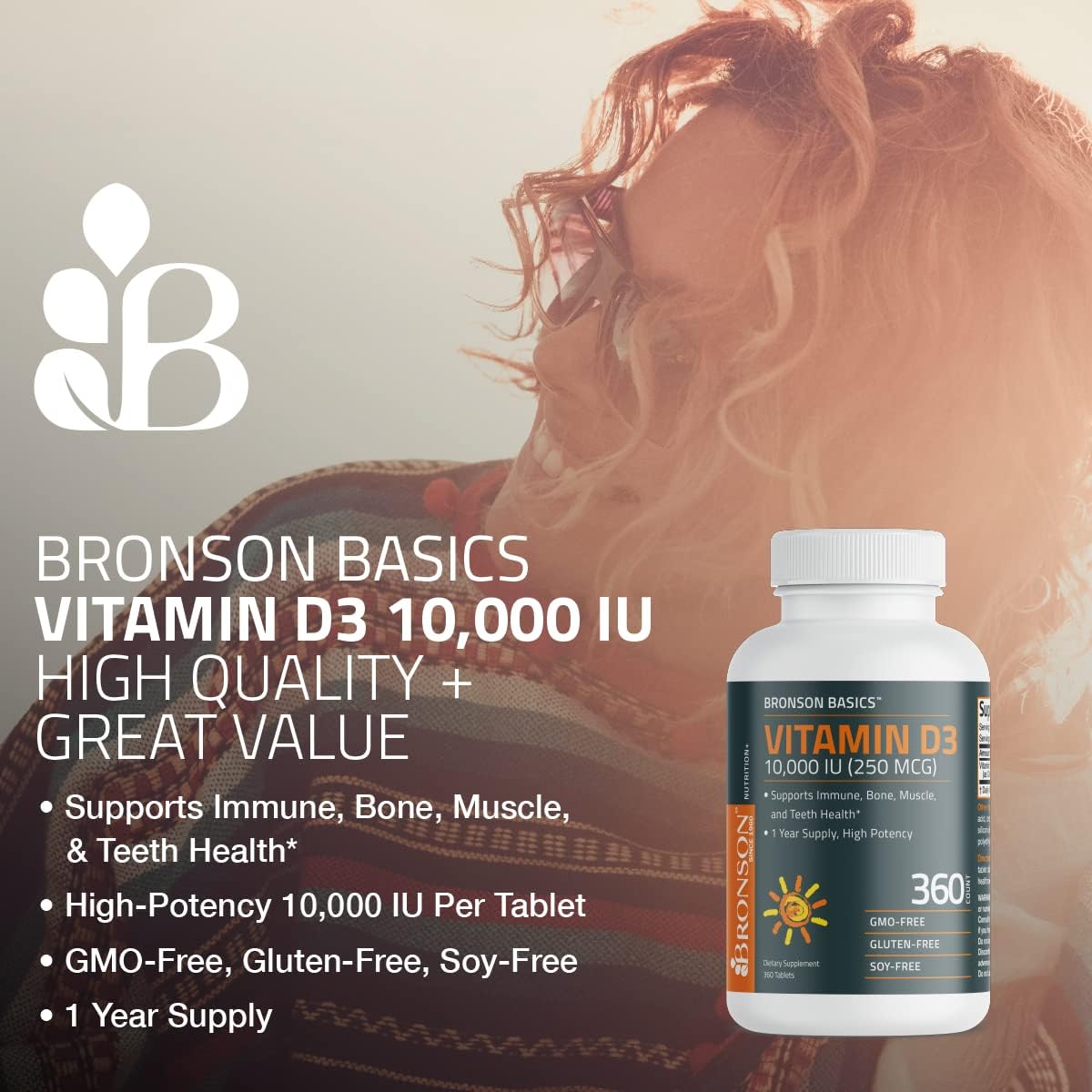 Bronson Vitamin D3 10,000iu (250mcg) 1 Year Supply Tablets for Muscle and Immune Health