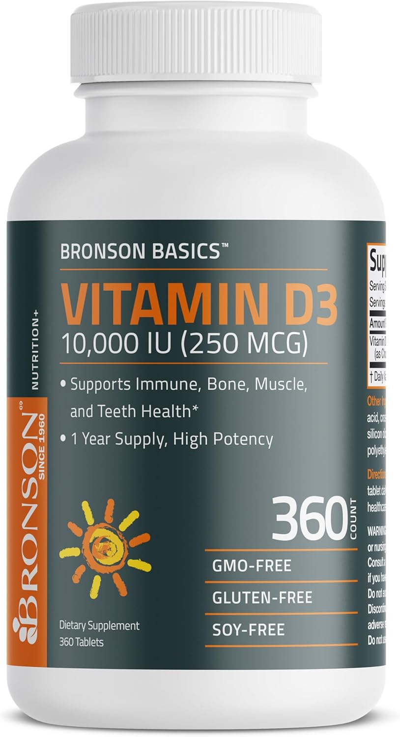 Bronson Vitamin D3 10,000iu (250mcg) 1 Year Supply Tablets for Muscle and Immune Health