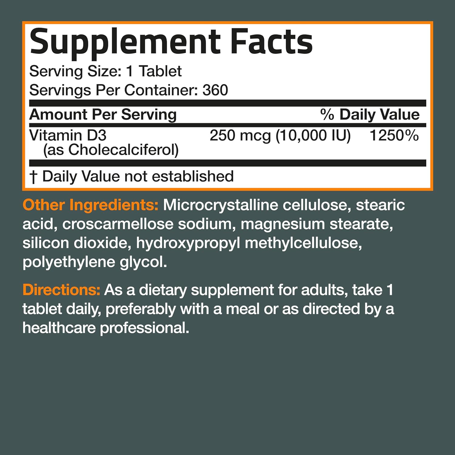 Bronson Vitamin D3 10,000iu (250mcg) 1 Year Supply Tablets for Muscle and Immune Health