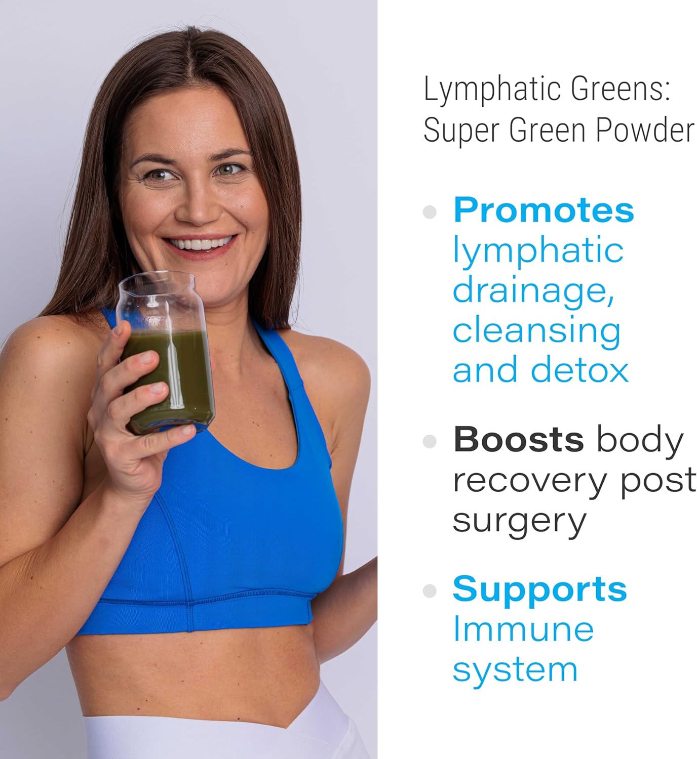 Bruizex Lymphatic Greens: Vegan Superfood Powder for Post-Surgery Recovery & Detox, 8 OZ
