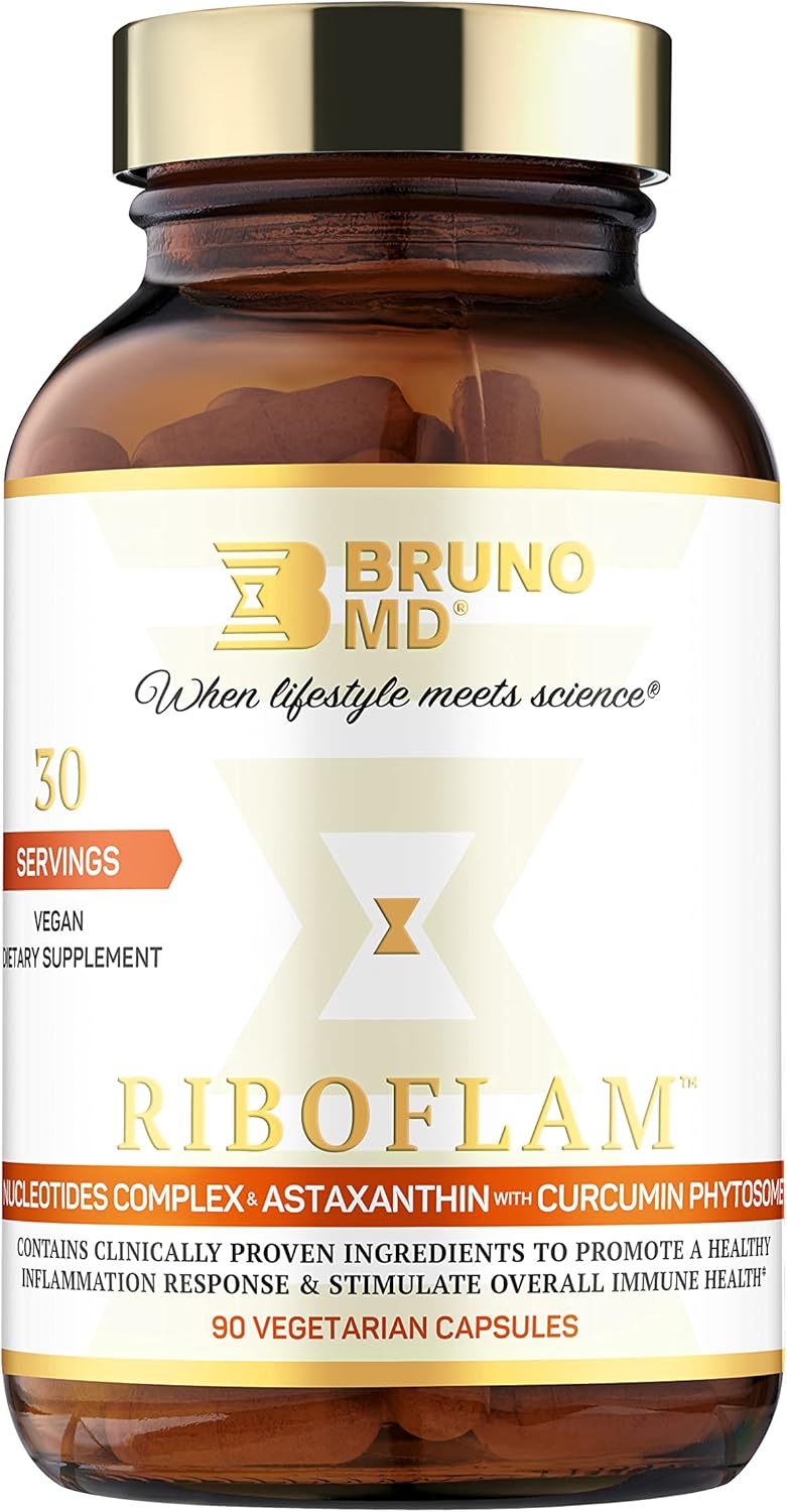 BRUNO MD Riboflam: Immune System Booster with Curcumin Phytosome & Nucleotides - 100% Vegan Formula for Healthy Inflammatory Response