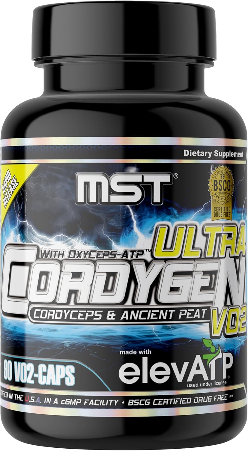 BSCG Certified MST Cordygen VO2 Ultra Endurance Supplement with Cordyceps, elevATP, Rhodiola, 90 VO2-caps