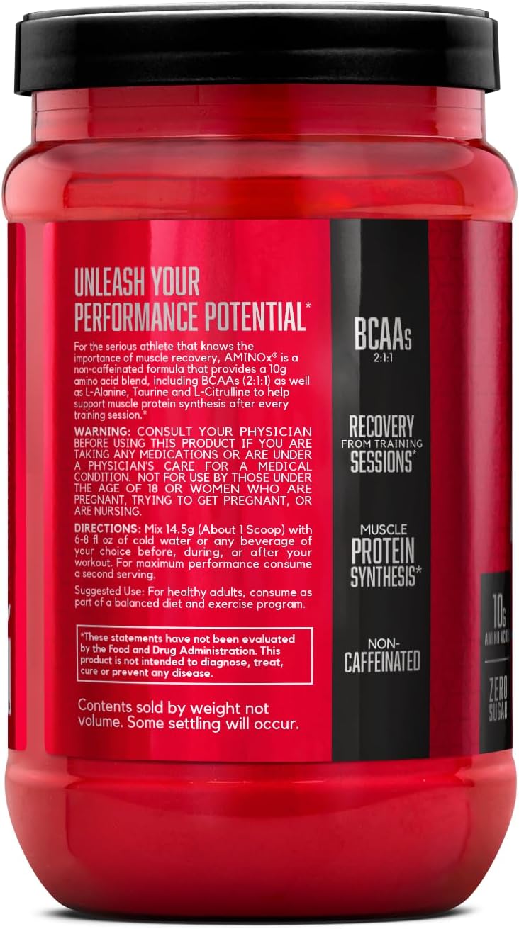 BSN Amino X Blue Raz Powder: Muscle Recovery & Endurance, BCAAs, Intra Workout, Keto Friendly - 30 Servings