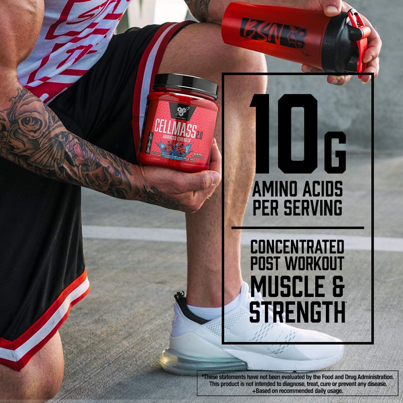 BSN CELLMASS 2.0 Post Workout Recovery Supplement - BCAA, Creatine, Glutamine - Keto Friendly - Arctic Berry Flavor - 25 Servings