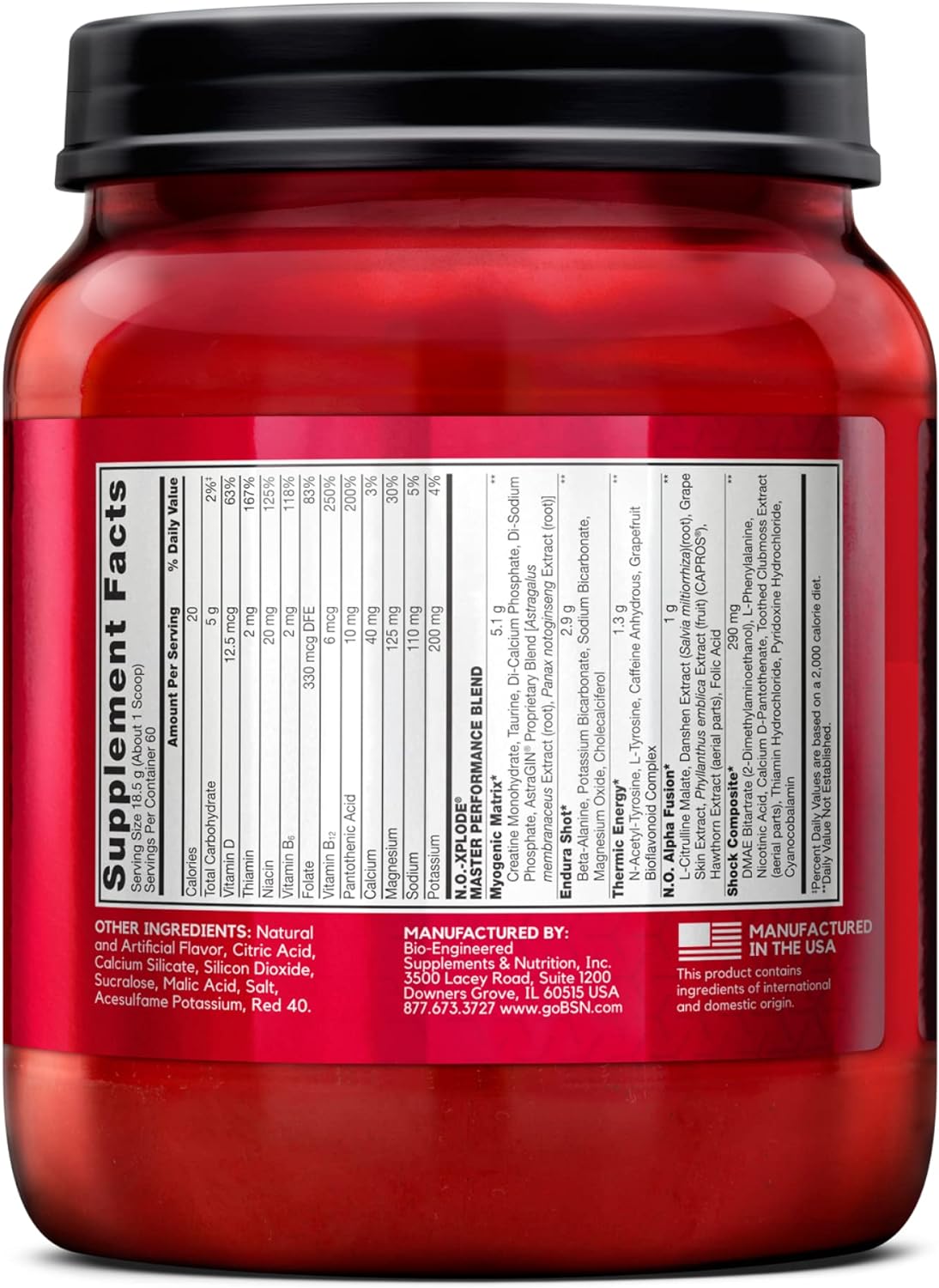BSN N.O.-XPLODE Fruit Punch Pre Workout Supplement - 60 Servings with Creatine, Beta-Alanine, and Energy Boost