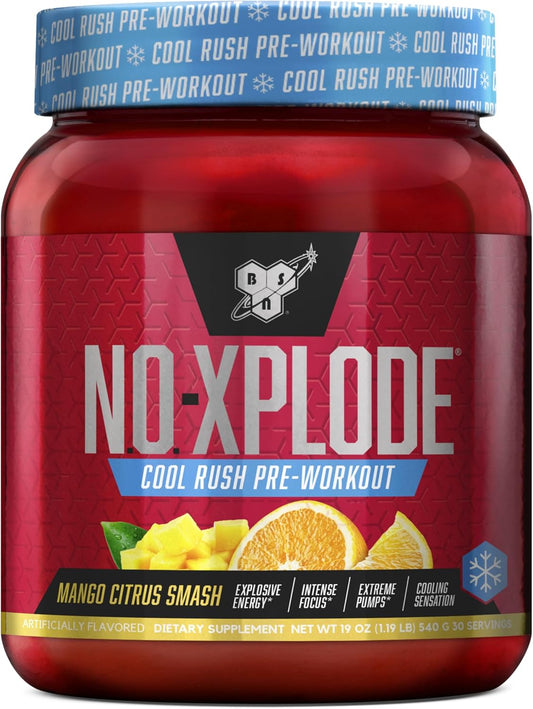 BSN N.O.-XPLODE Mango Citrus Smash Pre Workout Powder - Energy Supplement with Creatine and Beta-Alanine for Men and Women, 30 Servings