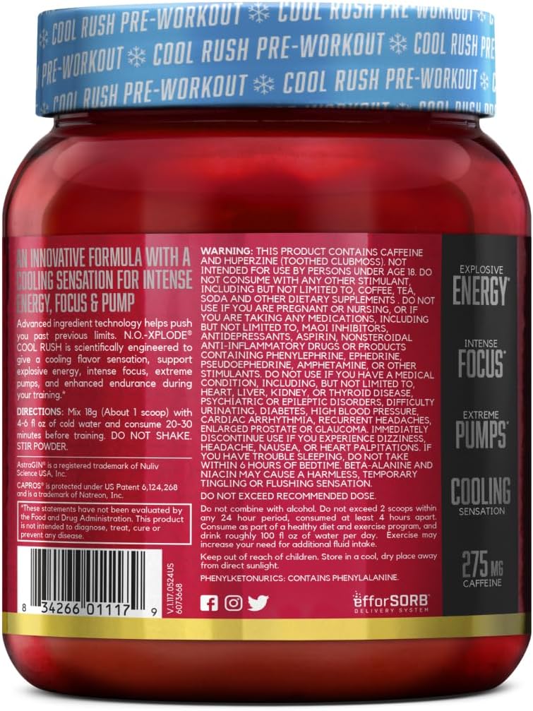 BSN N.O.-XPLODE Mango Citrus Smash Pre Workout Powder - Energy Supplement with Creatine and Beta-Alanine for Men and Women, 30 Servings