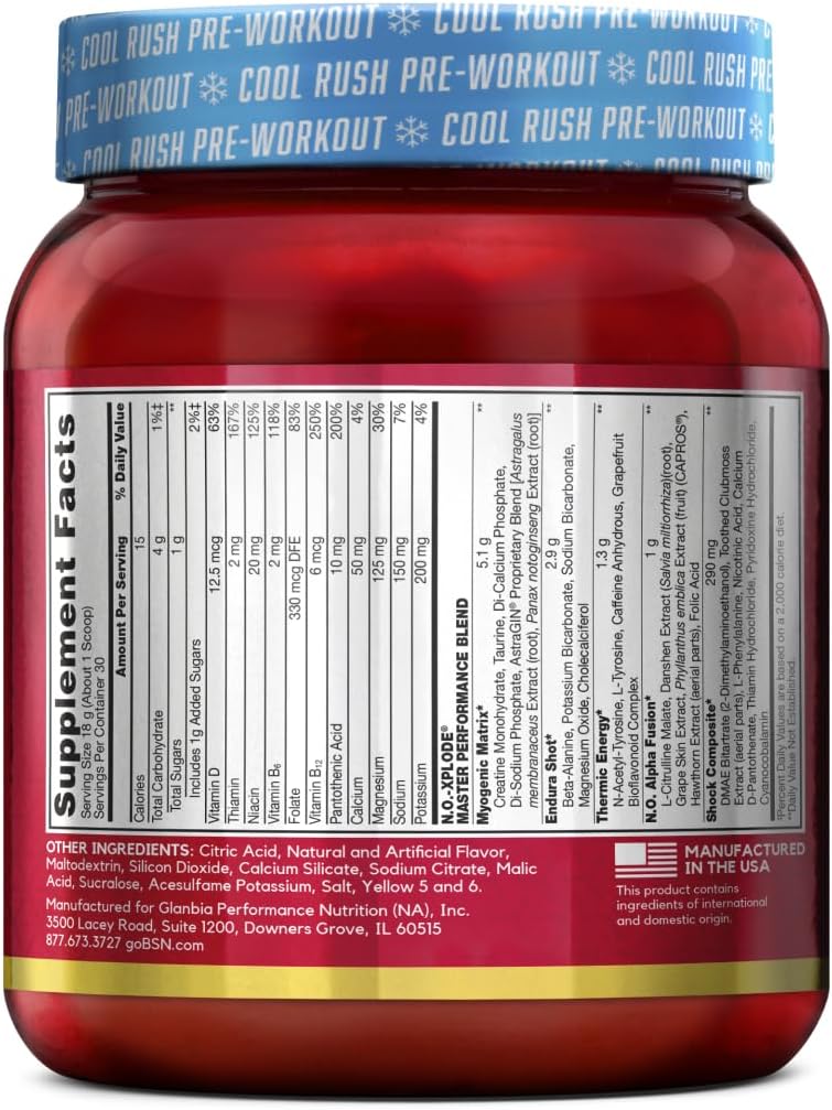 BSN N.O.-XPLODE Mango Citrus Smash Pre Workout Powder - Energy Supplement with Creatine and Beta-Alanine for Men and Women, 30 Servings
