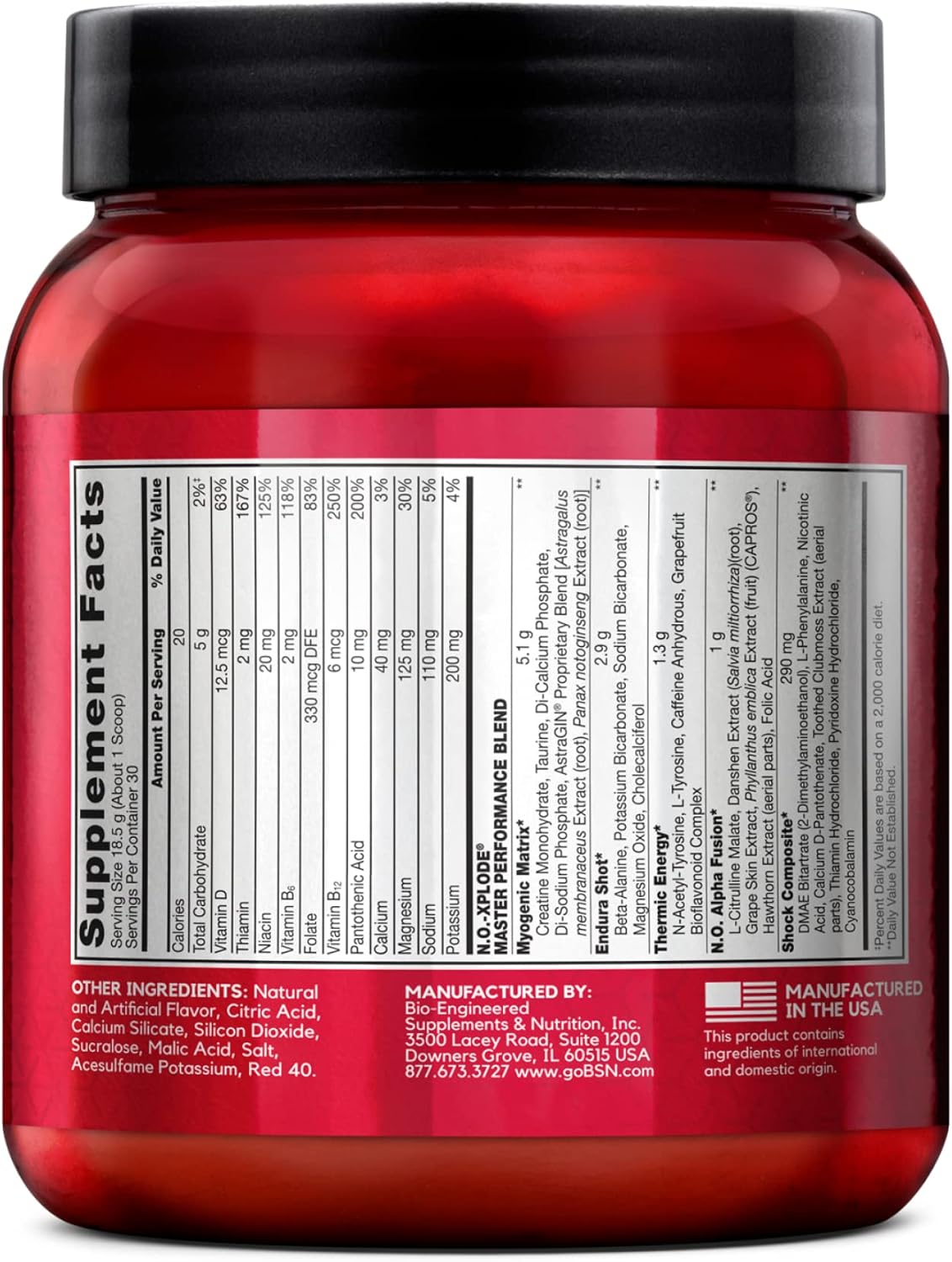 BSN N.O.-XPLODE Pre Workout Powder, Fruit Punch Flavor, 30 Servings - Energy Supplement with Creatine and Beta-Alanine for Men and Women