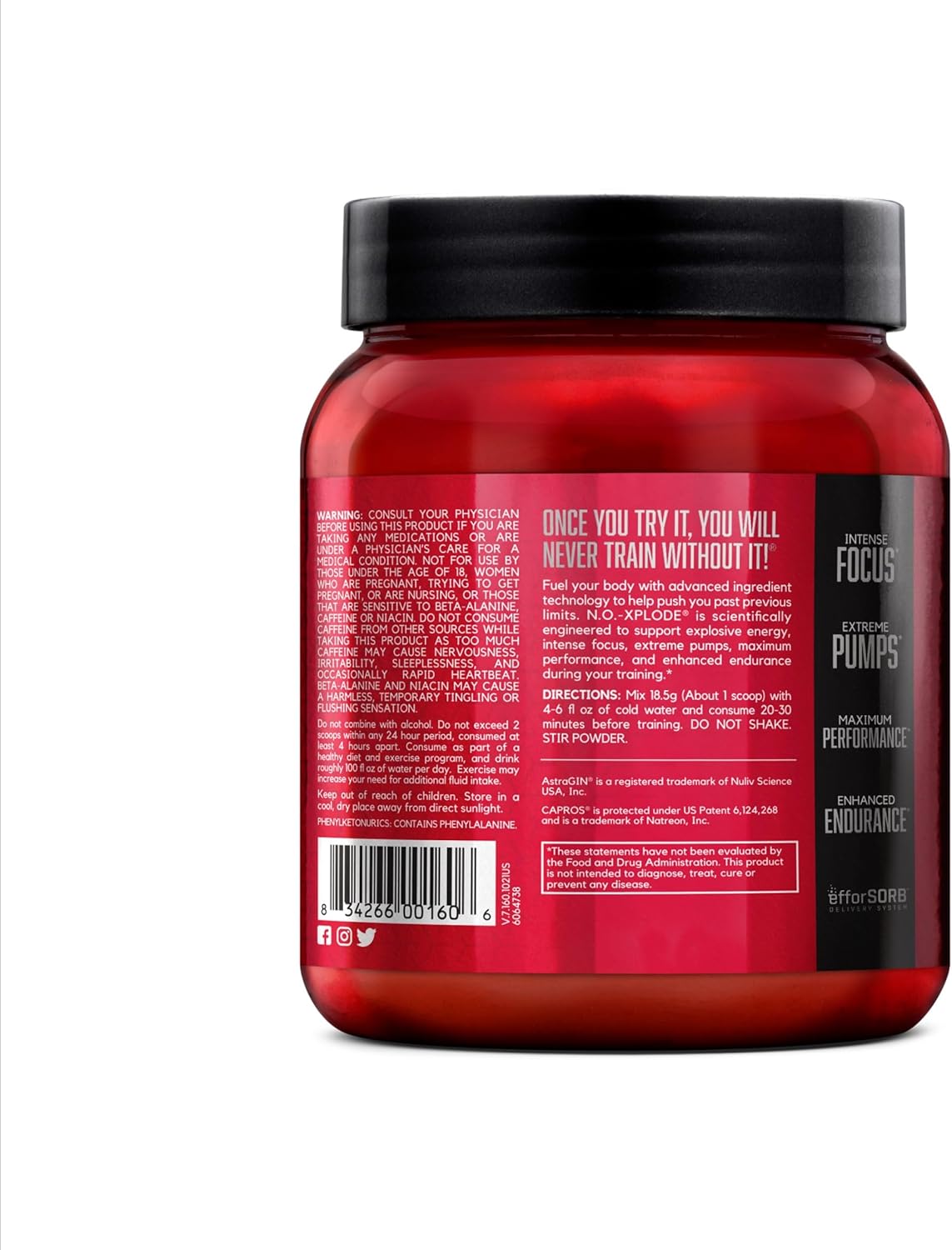 BSN N.O.-XPLODE Pre Workout Powder Grape Flavor - Energy Supplement with Creatine & Beta-Alanine, 30 Servings for Men and Women